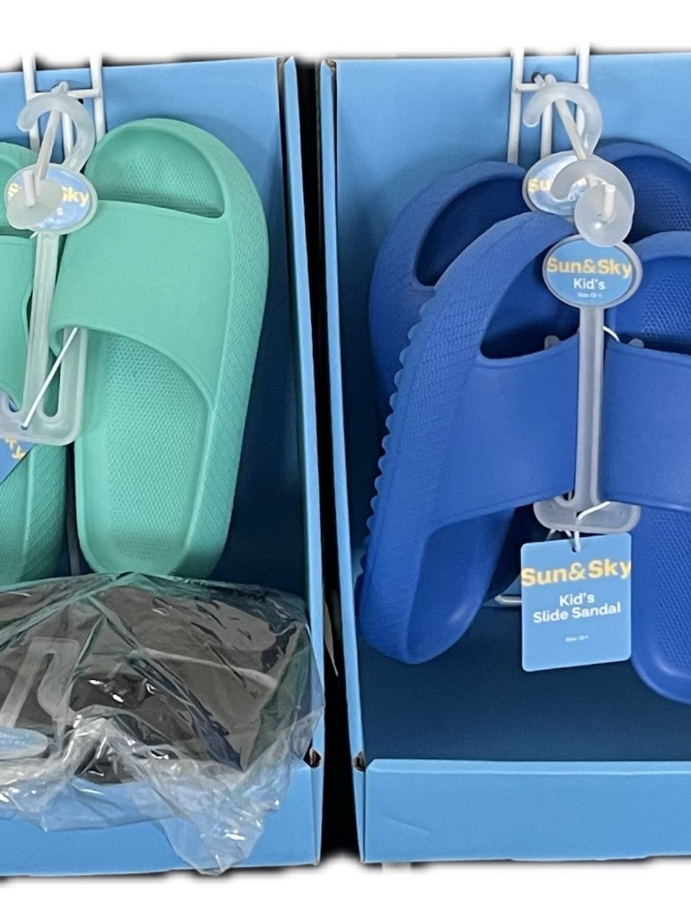 Sun & Sky Kids' Slide Sandals - Blue & Teal